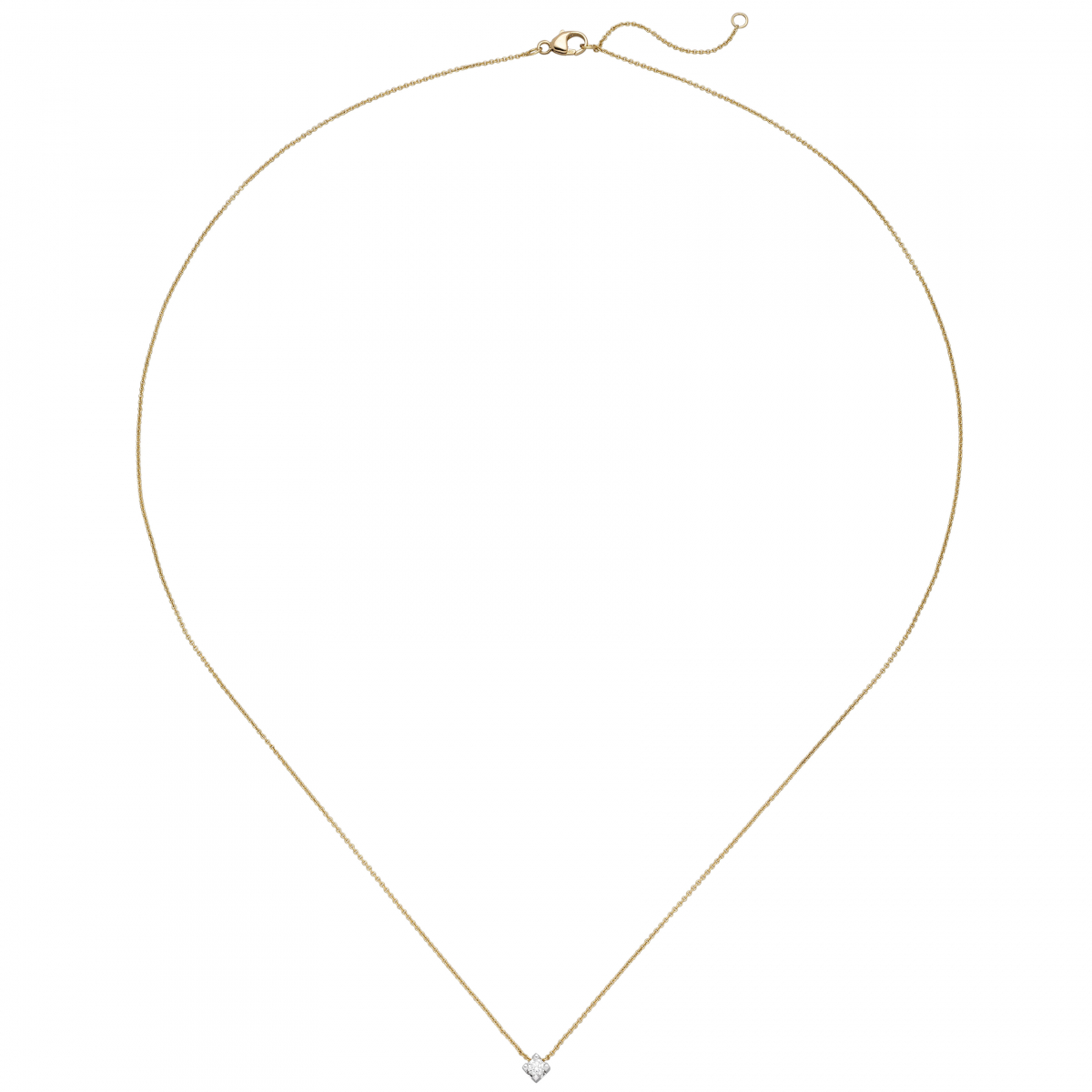 Collier 750 Gold Gelbgold Weißgold bicolor 1 Diamant Brillant 45 cm Goldkette