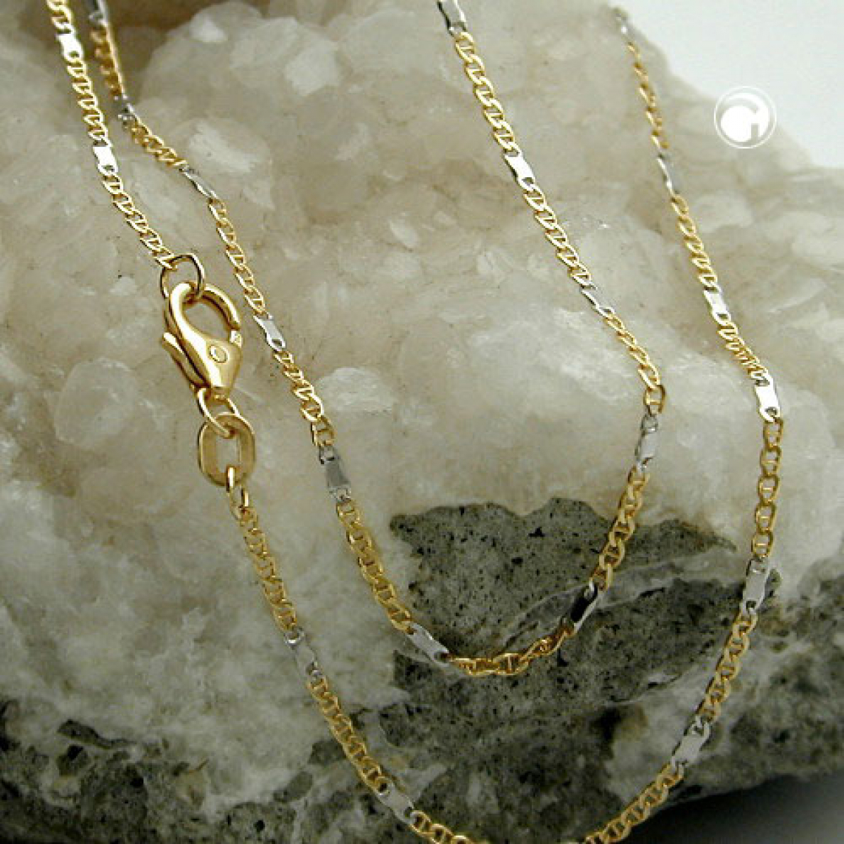 Kette 1,4mm Stegpanzer bicolor 14Kt GOLD 45cm