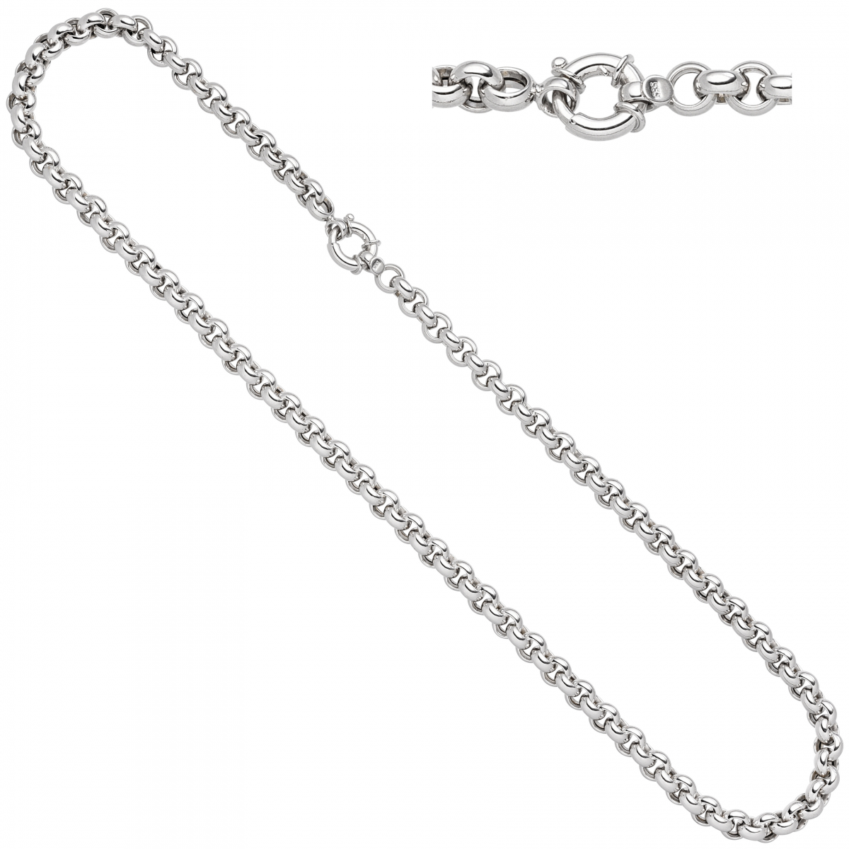 Erbskette 585 Gold Weißgold 45 cm Kette Halskette Weißgoldkette Federring