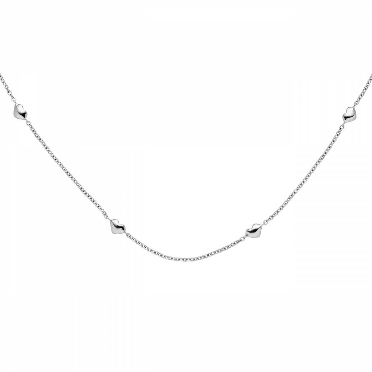 Collier Halskette Herz Herzen 585 Gold Weißgold 45 cm Kette Weißgoldkette