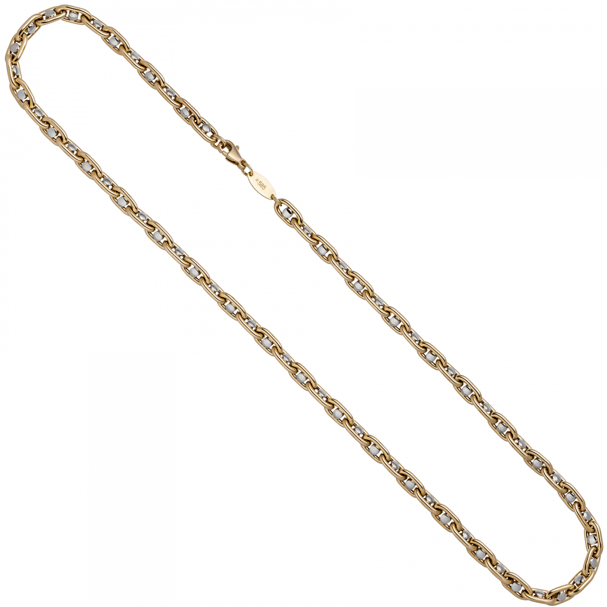 Halskette Kette 585 Gold Gelbgold Weißgold bicolor 50 cm Goldkette Karabiner