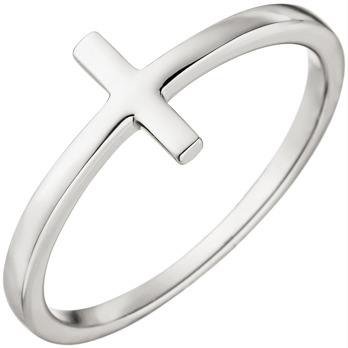 Damen Ring Kreuz 375 Gold Weißgold Weißgoldring Kreuzring - 52mm