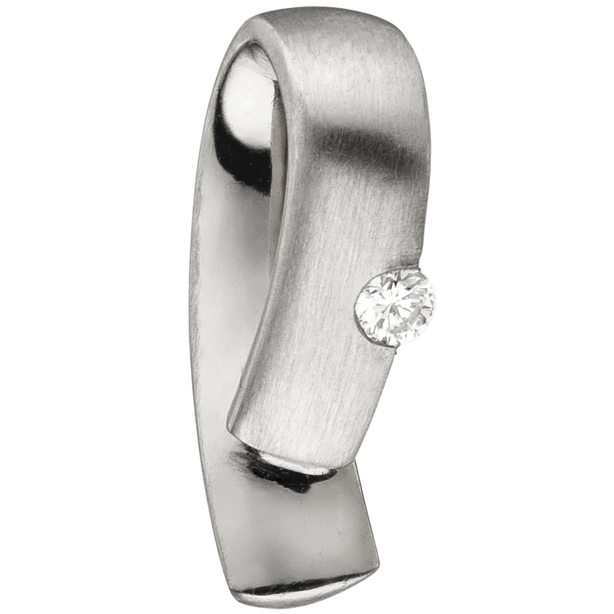 Anhänger 950 Platin teil matt 1 Diamant Brillant 0,06ct. Platinanhänger