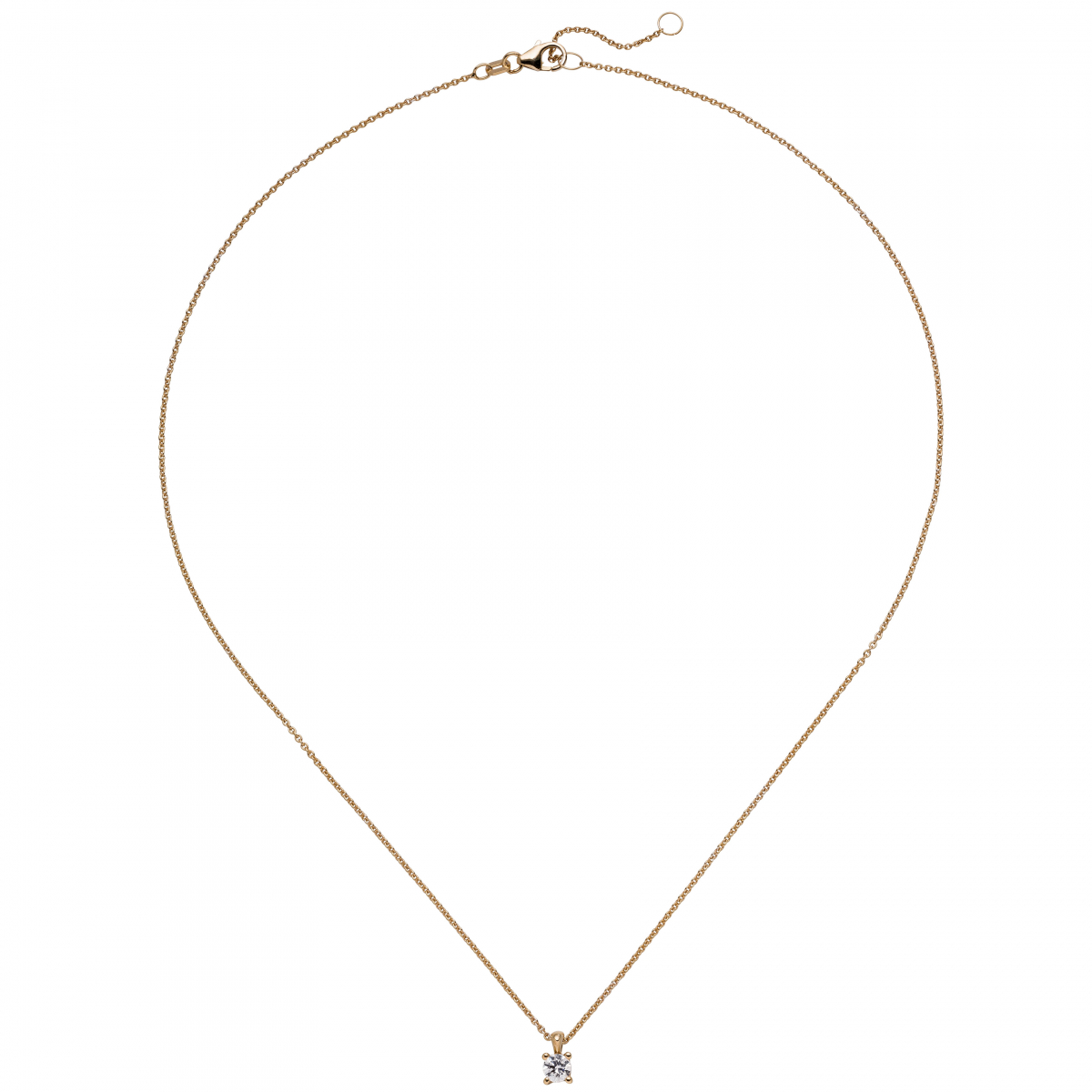 Collier Kette mit Anhänger 585 Gold Rotgold 1 Diamant Brillant 0,25 ct. 45 cm