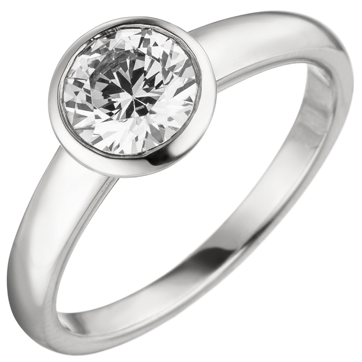 Damen Ring 585 Gold Weißgold 1 Diamant Brillant 1,0 ct. Diamantring Solitär - 58mm