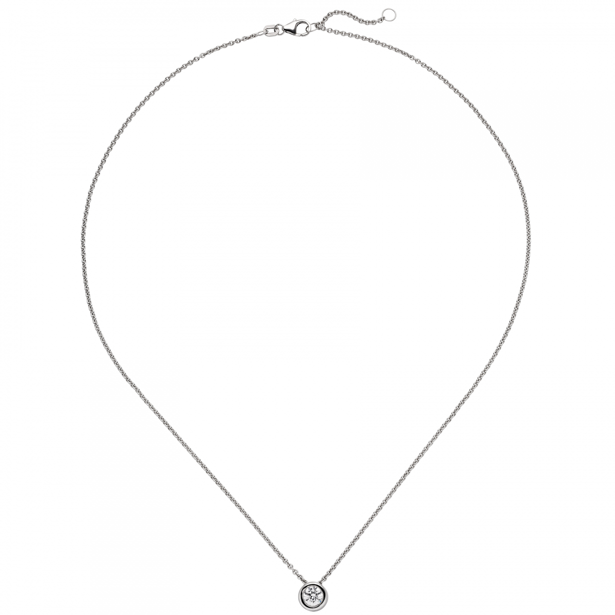Colllier Kette mit Anhänger 585 Gold Weißgold 1 Diamant Brillant 0,5 ct. 45 cm