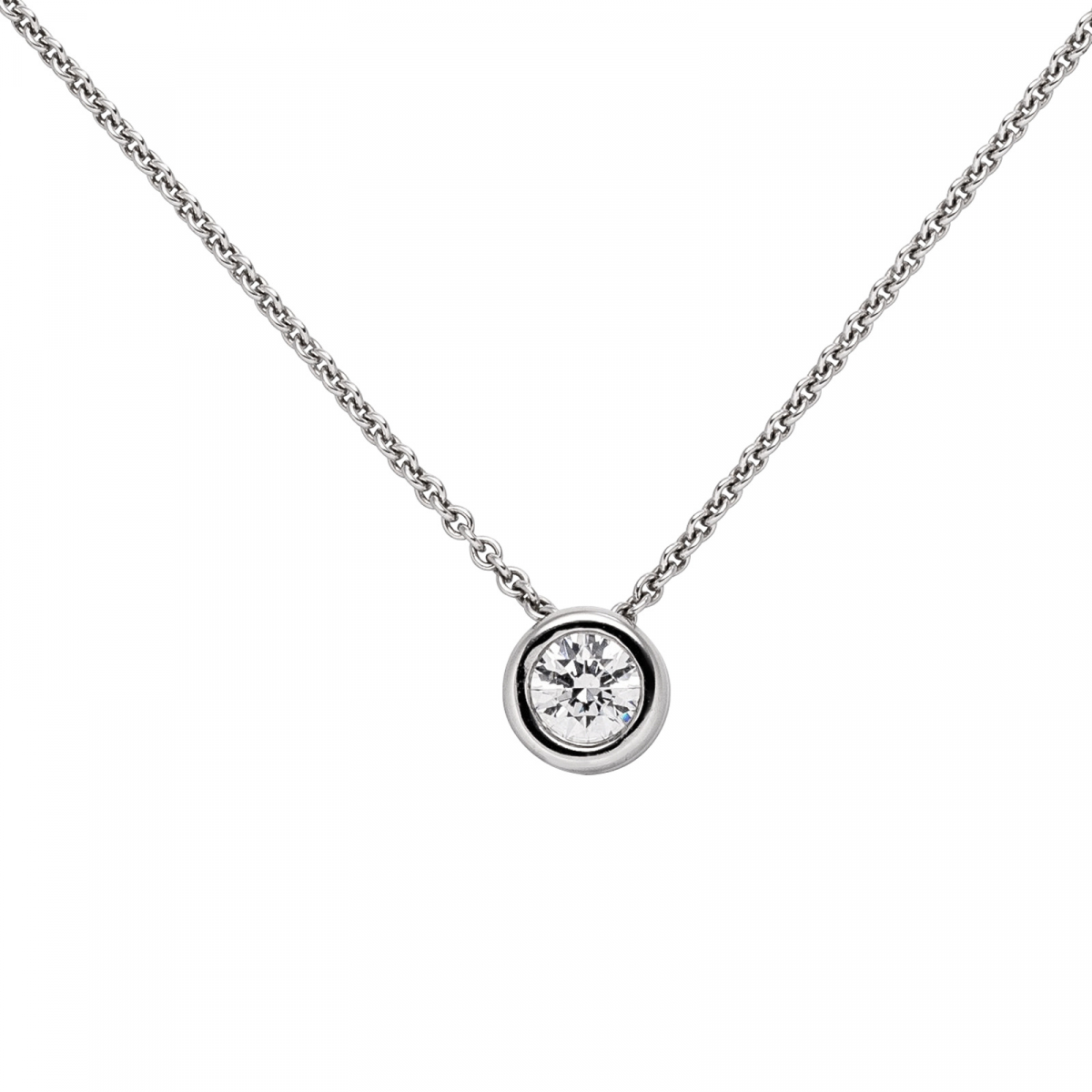 Colllier Kette mit Anhänger 585 Gold Weißgold 1 Diamant Brillant 0,5 ct. 45 cm