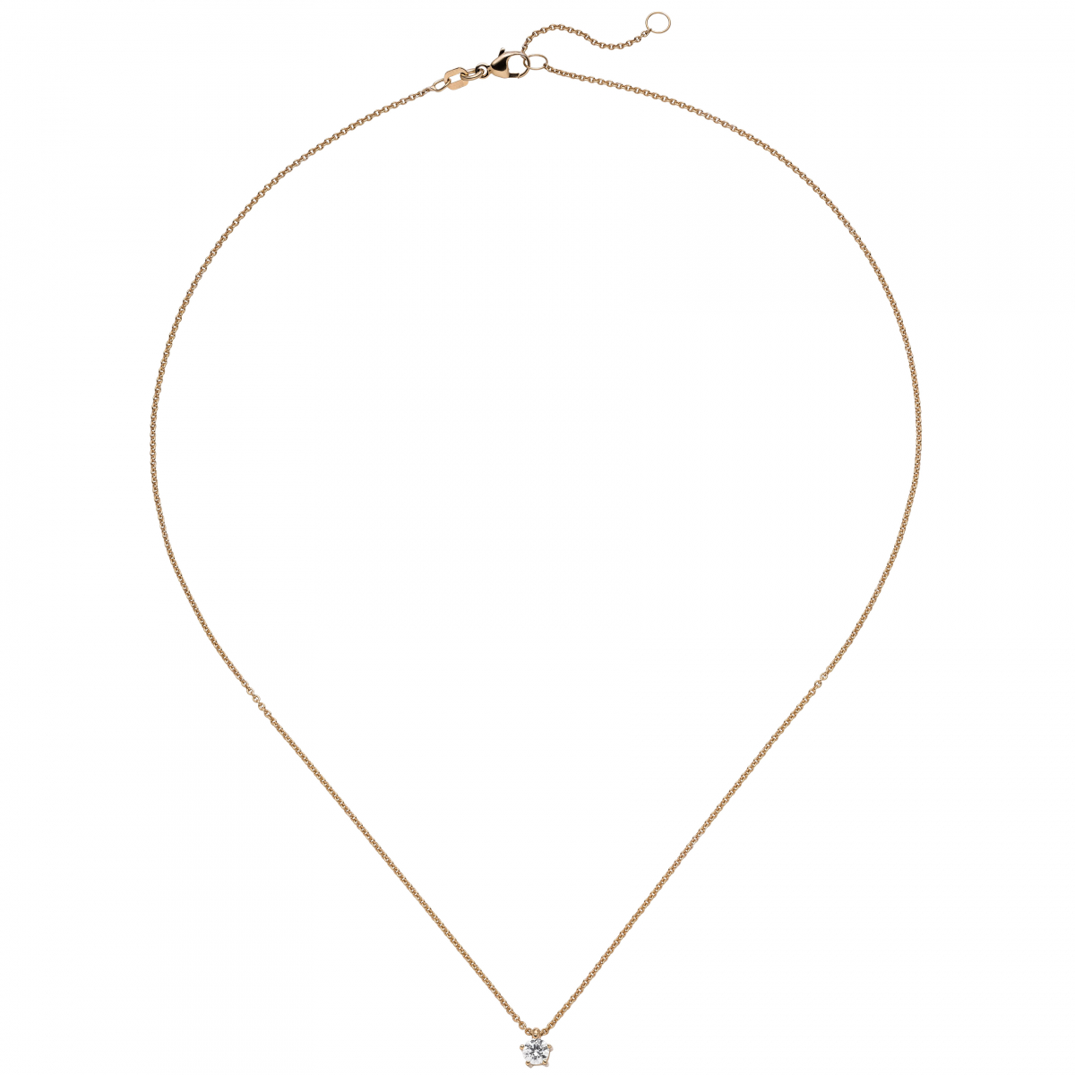 Collier Kette mit Anhänger 585 Gold Rotgold 1 Diamant Brillant 0,25 ct. 45 cm