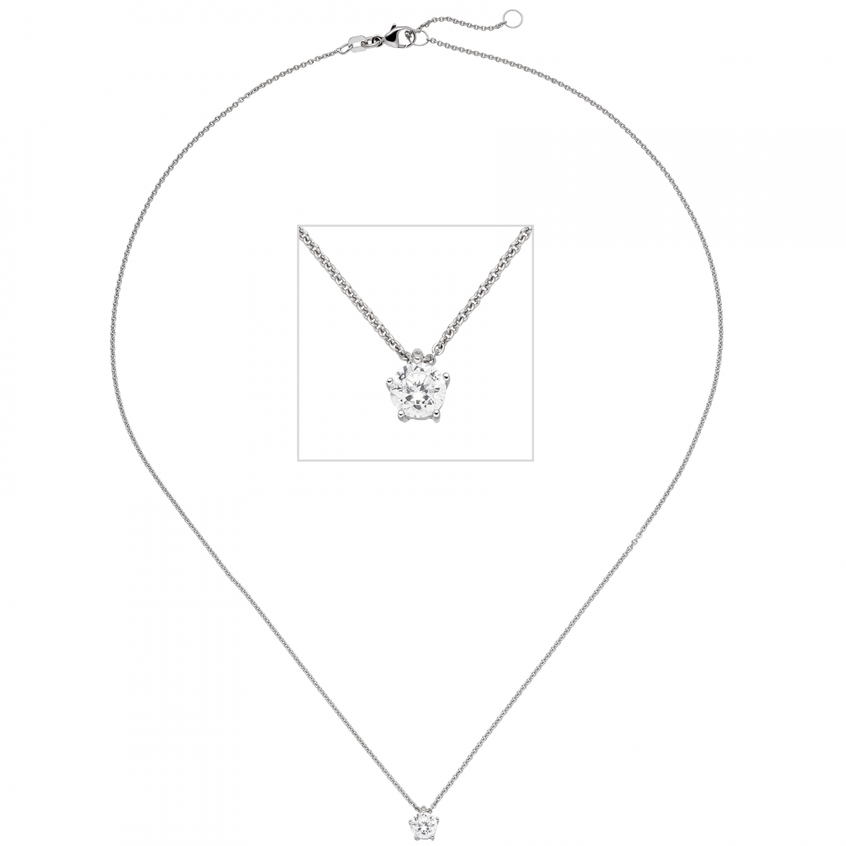 Collier Kette mit Anhänger 585 Gold Weißgold 1 Diamant Brillant 0,50 ct. 45 cm