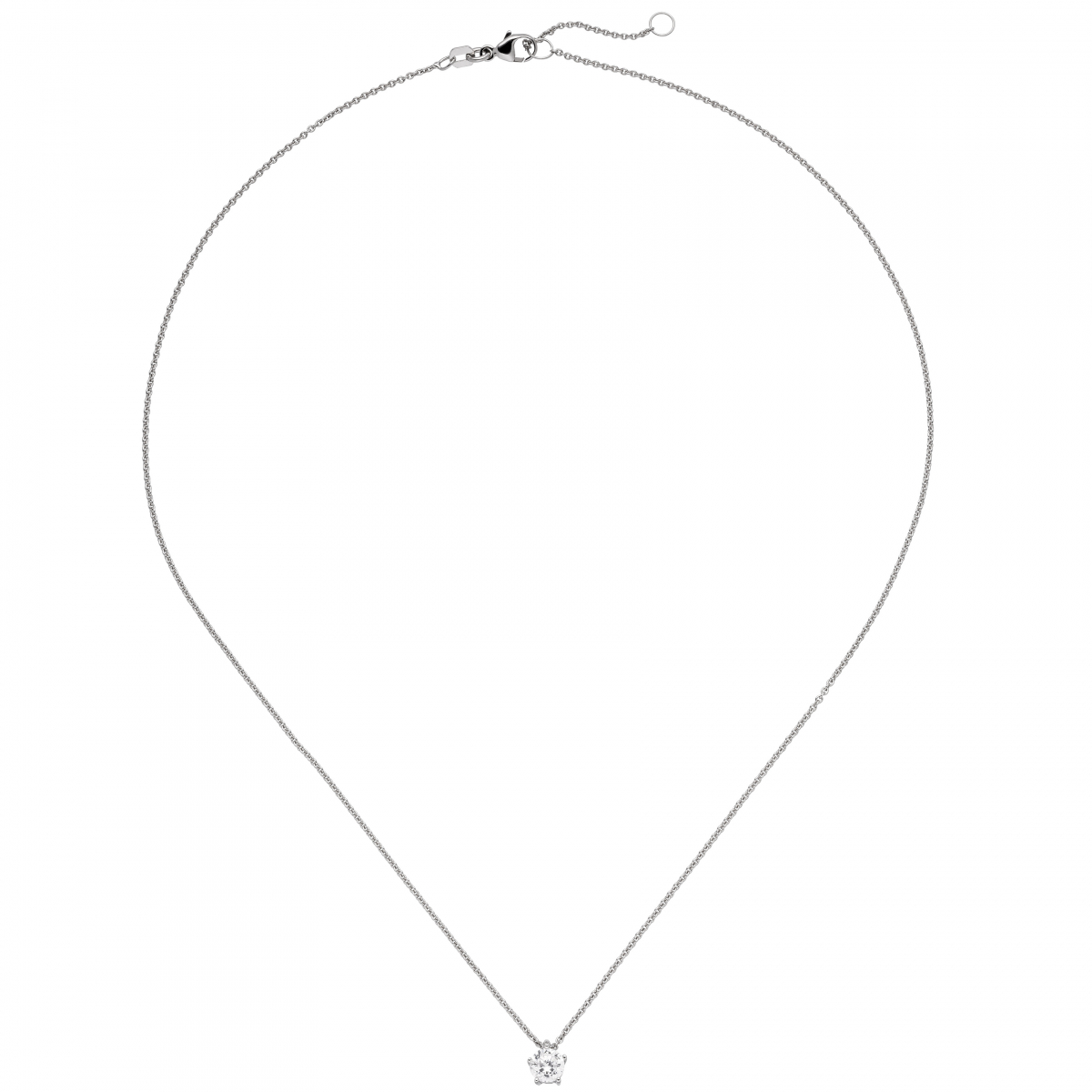 Collier Kette mit Anhänger 585 Gold Weißgold 1 Diamant Brillant 0,50 ct. 45 cm