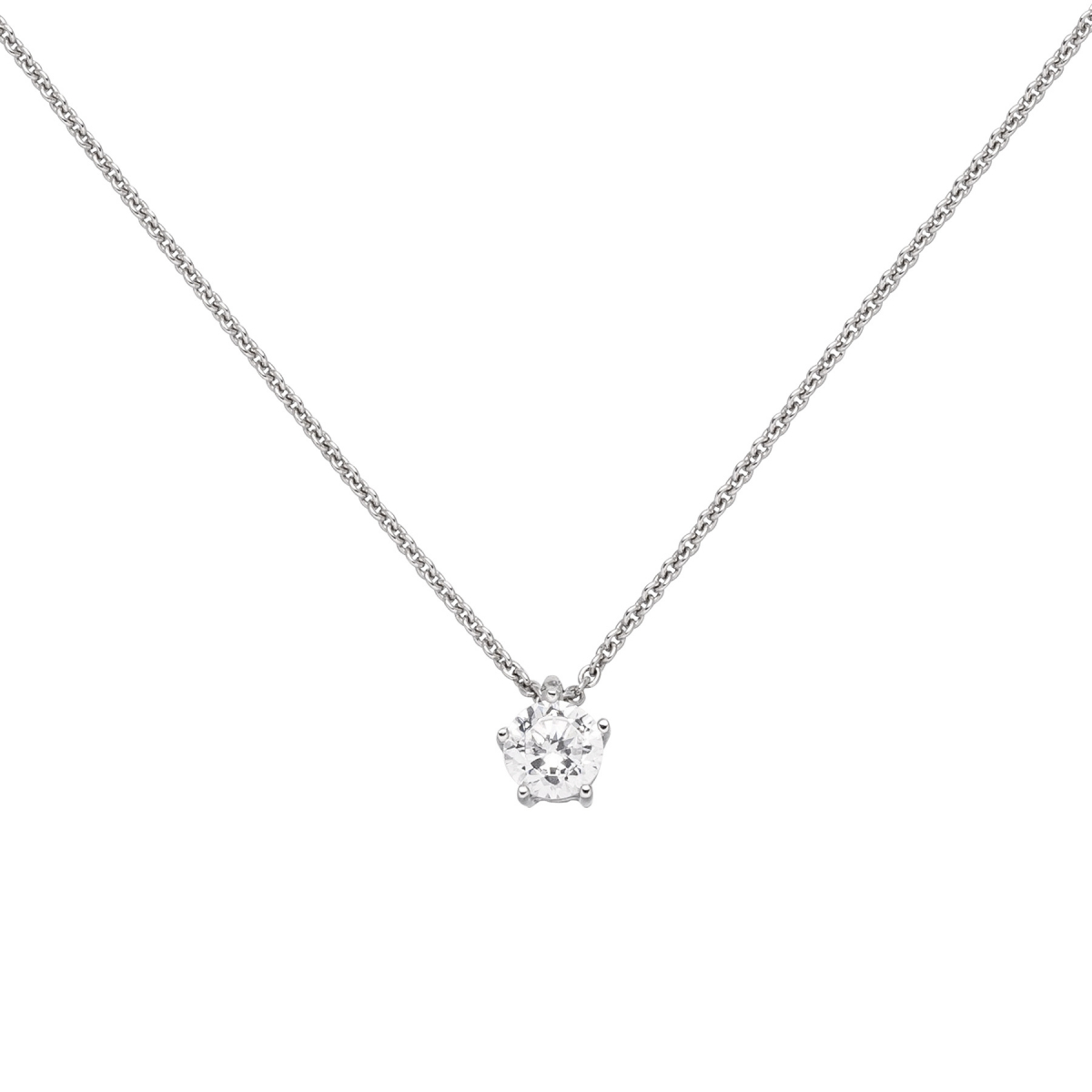Collier Kette mit Anhänger 585 Gold Weißgold 1 Diamant Brillant 0,50 ct. 45 cm
