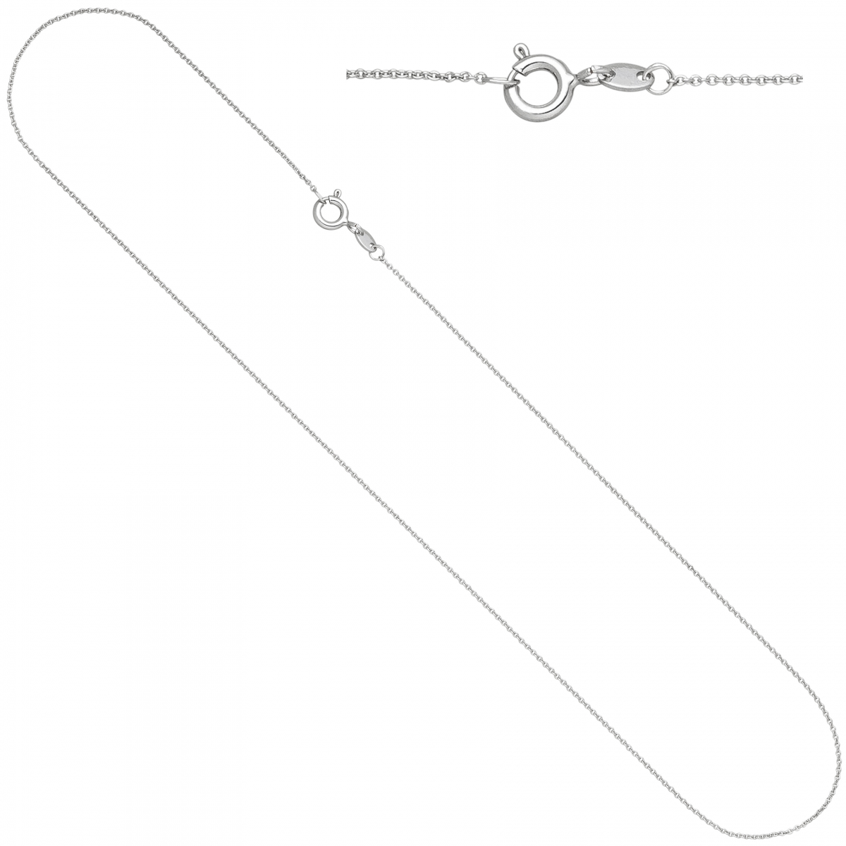Ankerkette rund 333 Gold Weißgold 45 cm Kette Halskette Weißgoldkette Federring