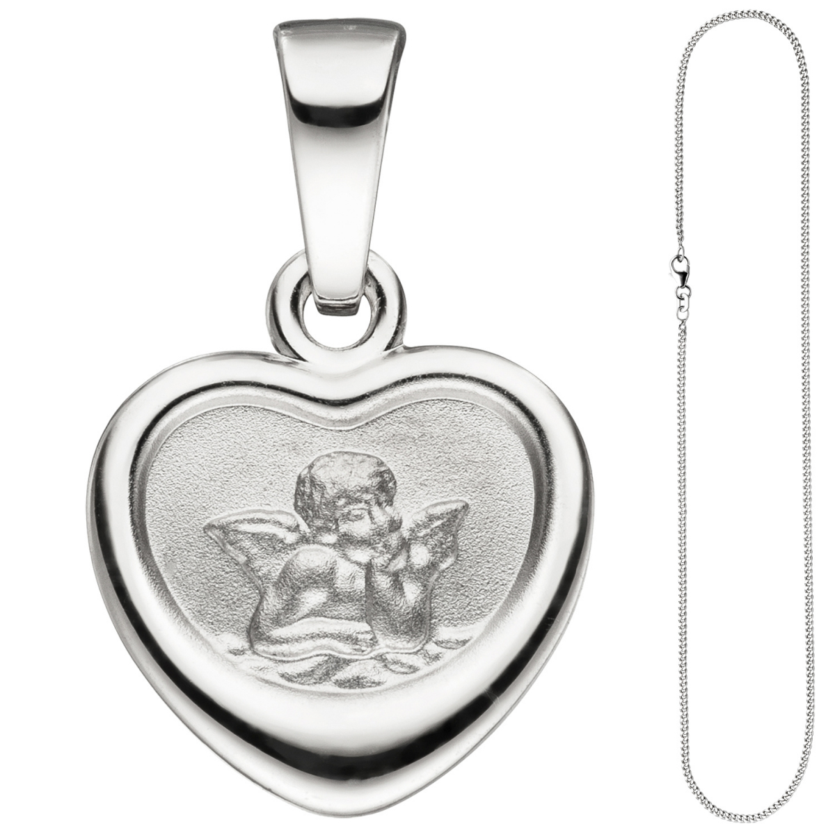 Anhänger Kleines Herz Herzchen Schutzengel 925 Sterling Silber mit Kette 38 cm