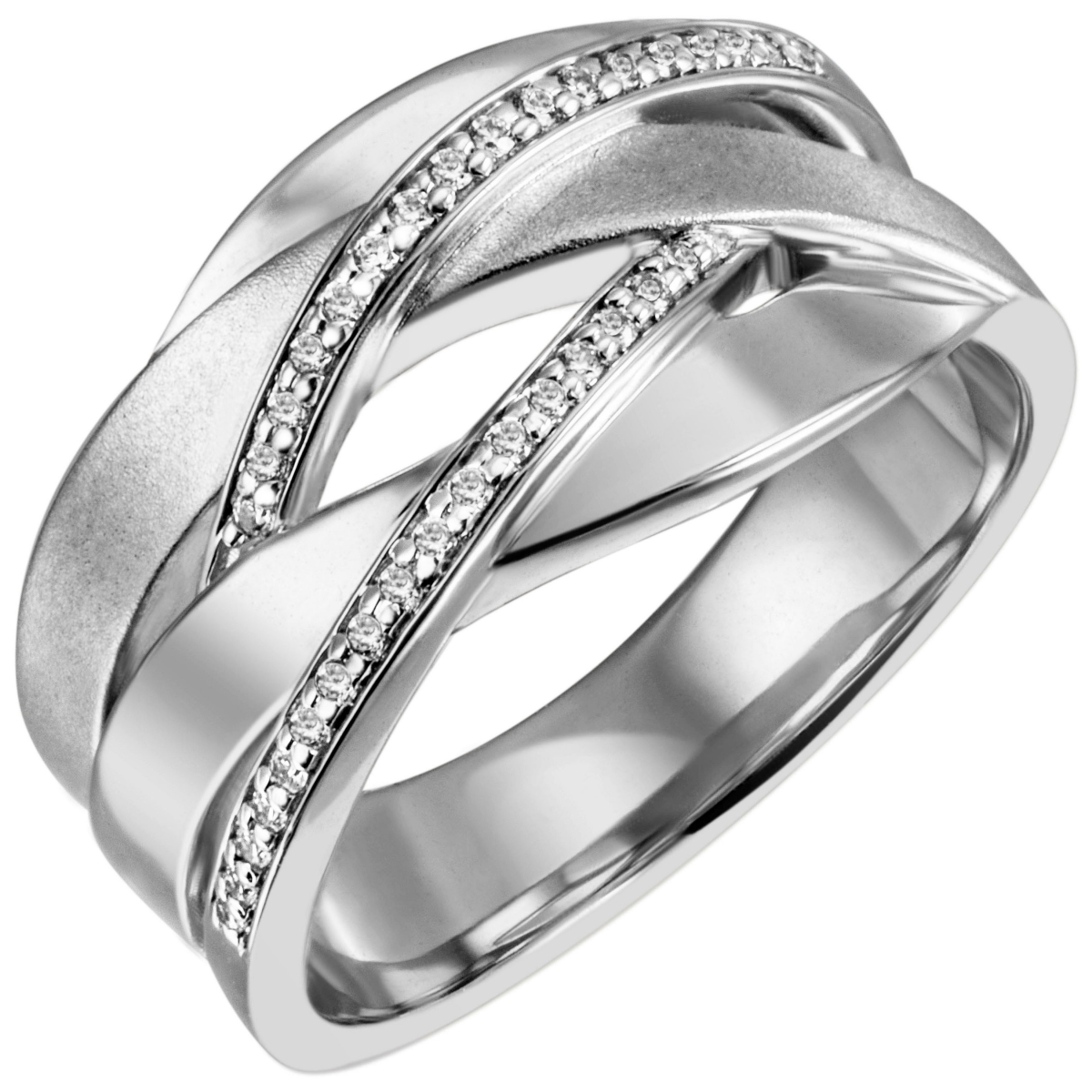 Damen Ring breit 925 Sterling Silber 34 Zirkonia Silberring - 54mm