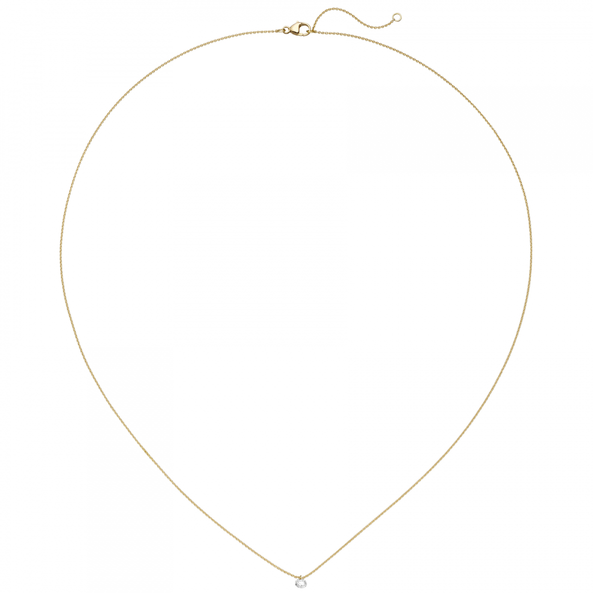 Collier 750 Gold Gelbgold 1 Diamant Brillant 45 cm