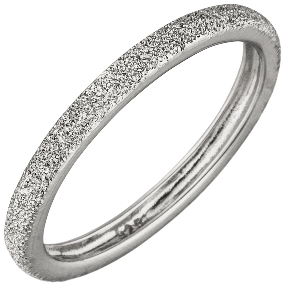 Damen Ring schmal 925 Sterling Silber mit Struktur Silberring - 60mm