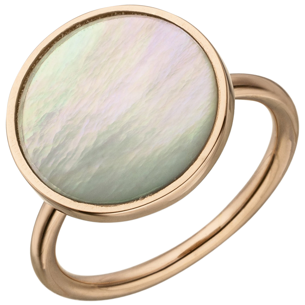 Damen Ring 925 Sterling Silber rotgold vergoldet 1 Perlmutt-Einlage - 52mm