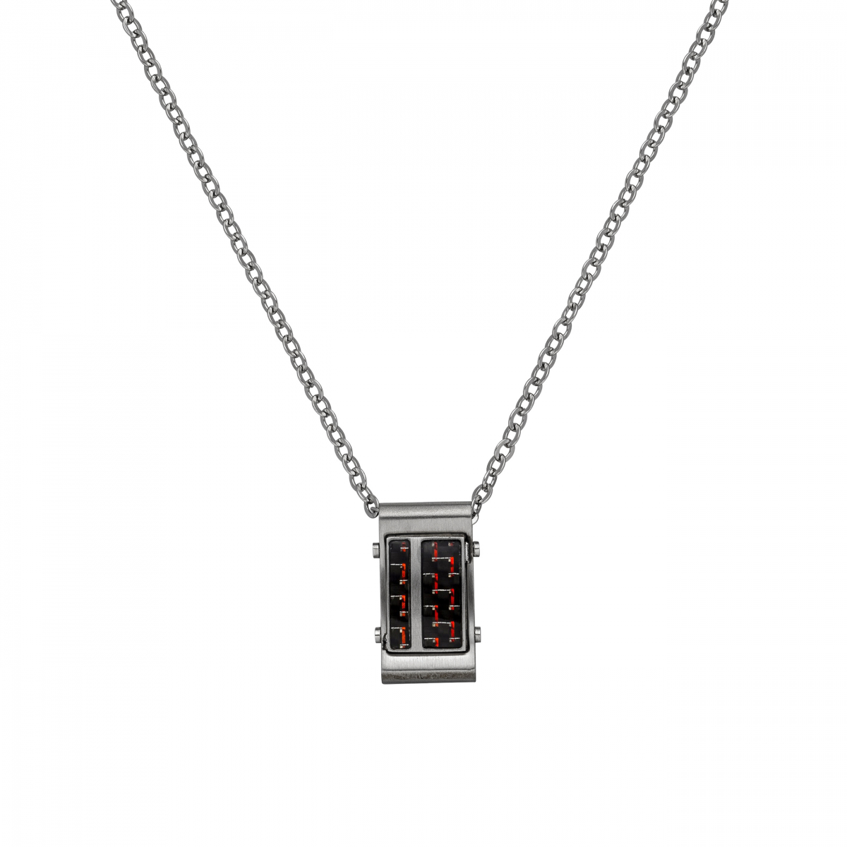Herren Collier Edelstahl matt mit Carbon 55 cm Karabiner