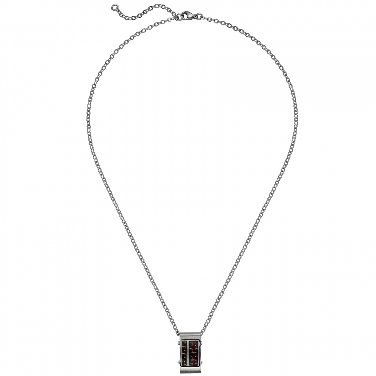 Herren Collier Edelstahl matt mit Carbon 55 cm Karabiner
