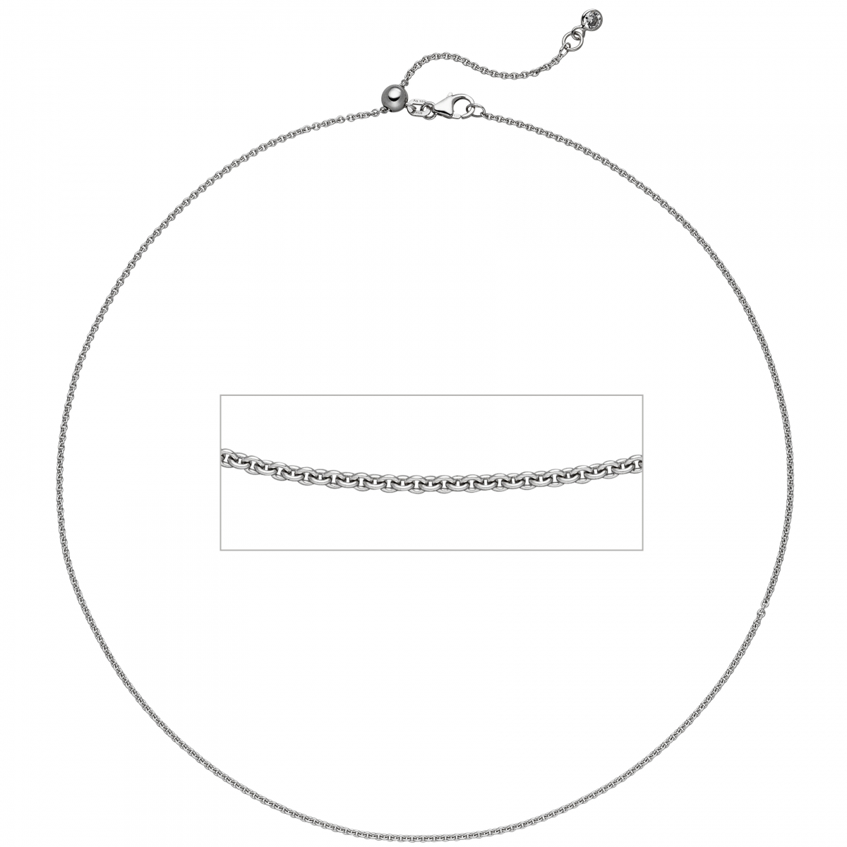 Ankerkette 925 Silber 1 Zirkonia 45 cm Kette Halskette verkürzbar