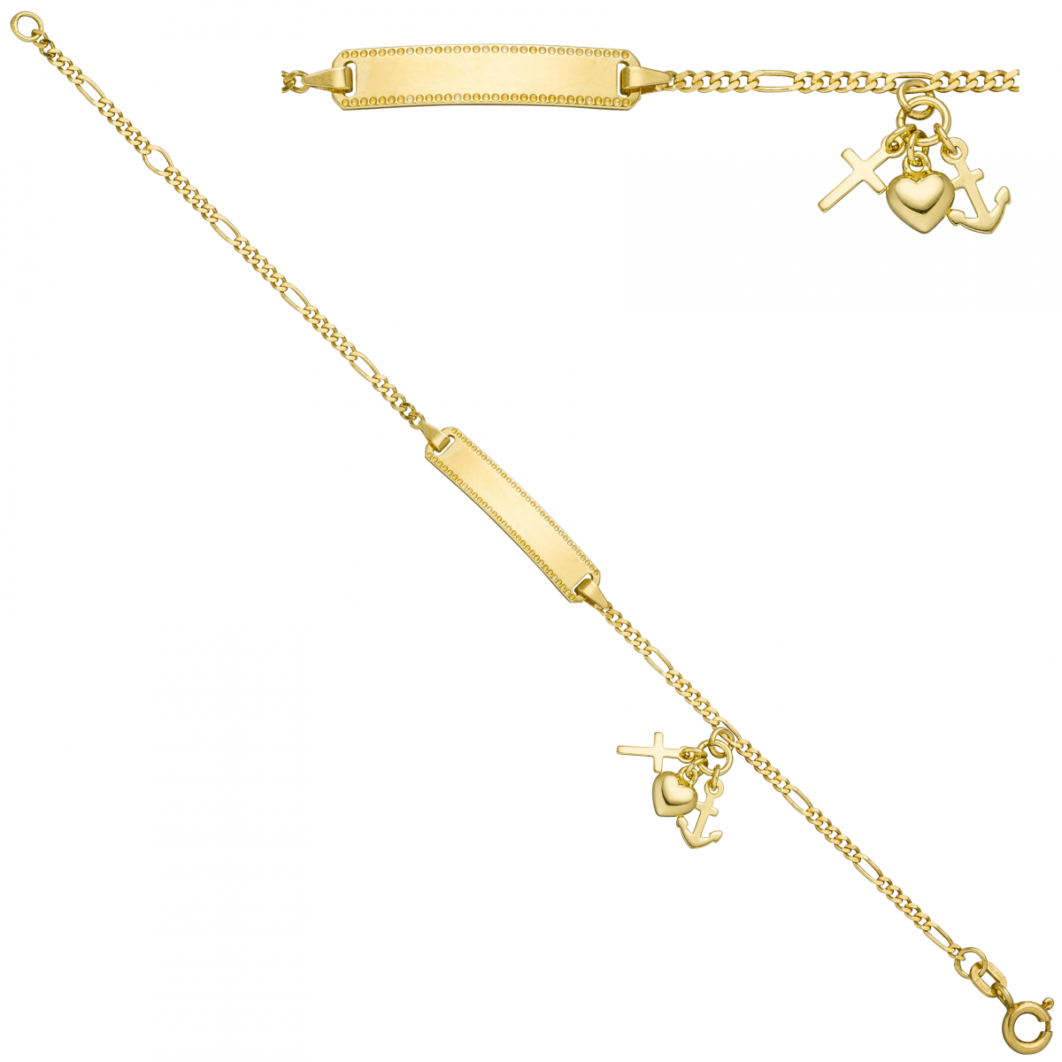 Schildband 925 Silber gold vergoldet diamantiert 16 cm Armband