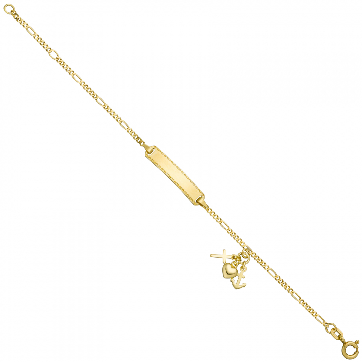 Schildband 925 Silber gold vergoldet diamantiert 16 cm Armband