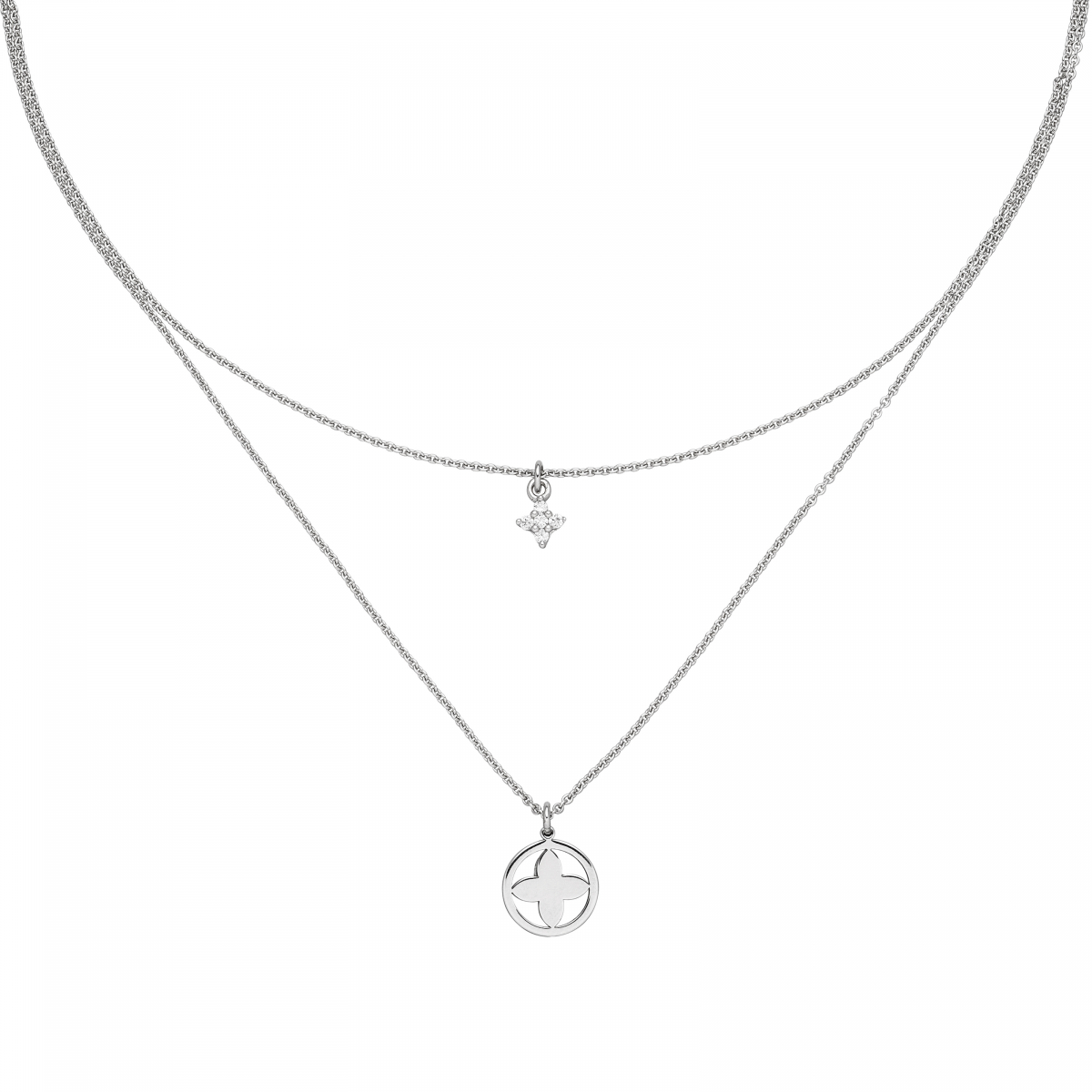 Collier Halskette 925 Sterling Silber 5 Zirkonia 44 cm