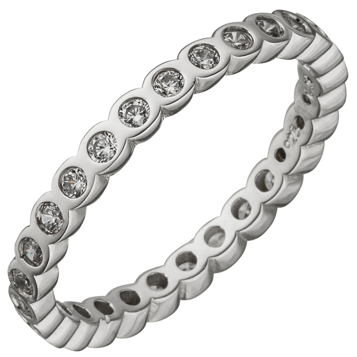 Damen Ring 925 Sterling Silber mit Zirkonia rundum Silberring - 52mm