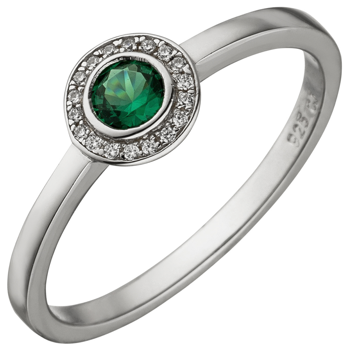 Damen Ring 925 Sterling Silber 19 Zirkonia gün und weiß Silberring - 56mm