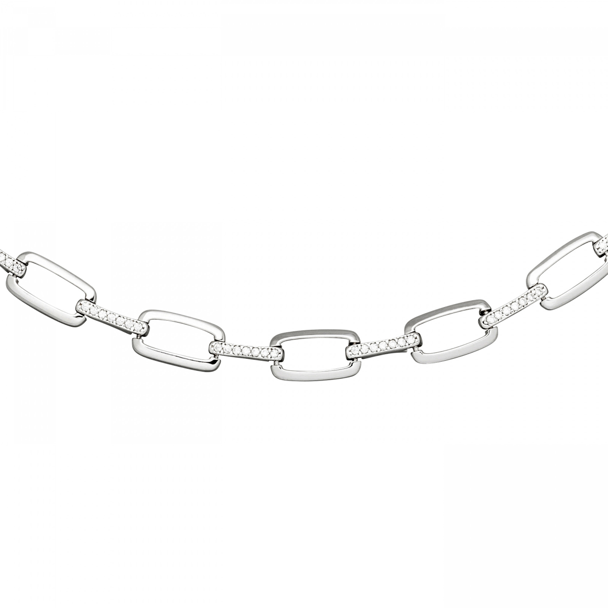 Collier Halskette 925 Sterling Silber 154 Zirkonia 45 cm Kette Silberkette