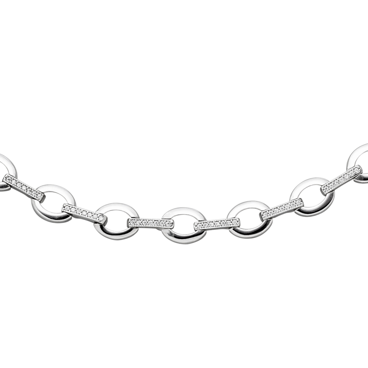 Collier Halskette 925 Sterling Silber 196 Zirkonia 45 cm Kette Silberkette