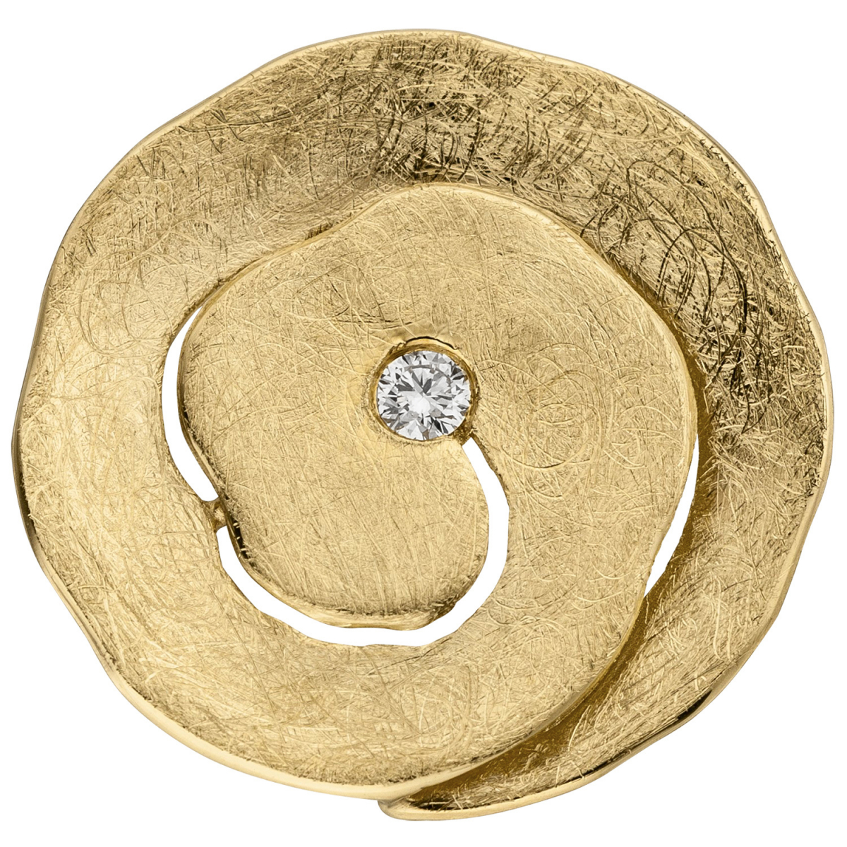Anhänger 585 Gold Gelbgold eismatt 1 Diamant Brillant Diamantanhänger