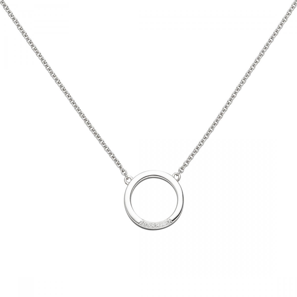 Collier Halskette 585 Gold Weißgold 7 Diamanten Brillanten 43 cm Kette