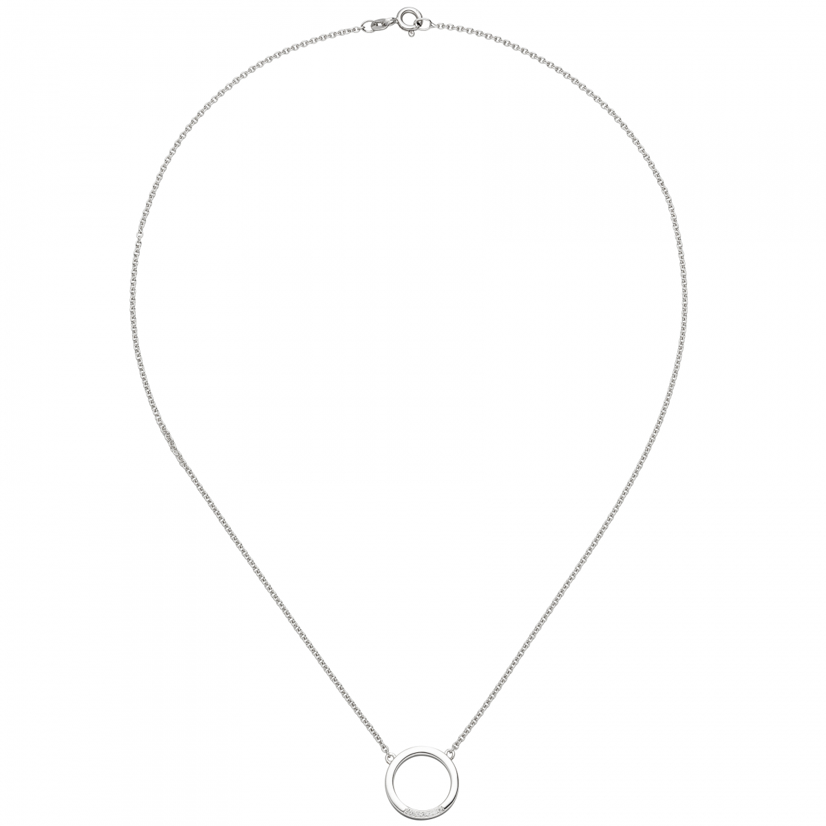 Collier Halskette 585 Gold Weißgold 7 Diamanten Brillanten 43 cm Kette