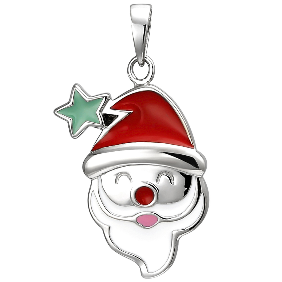 Kinder Anhänger Weihnachtsmann-Kopf 925 Sterling Silber