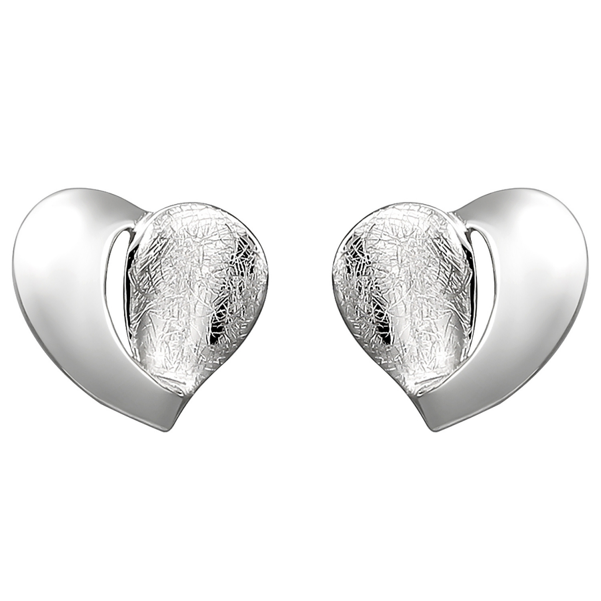Ohrstecker Herz 925 Sterling Silber eismatt Ohrringe Silberohrringe