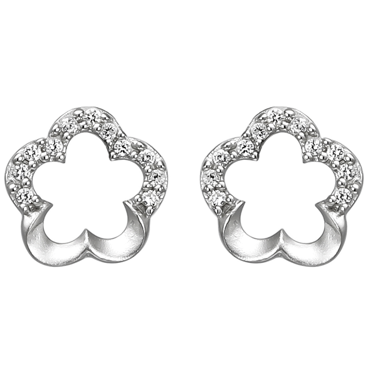 Ohrstecker Blume 925 Silber matt 22 Zirkonia Ohrringe Silberohrringe
