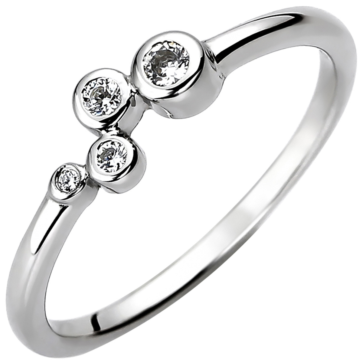 Damen Ring 925 Sterling Silber 4 Zirkonia Silberring - 50mm