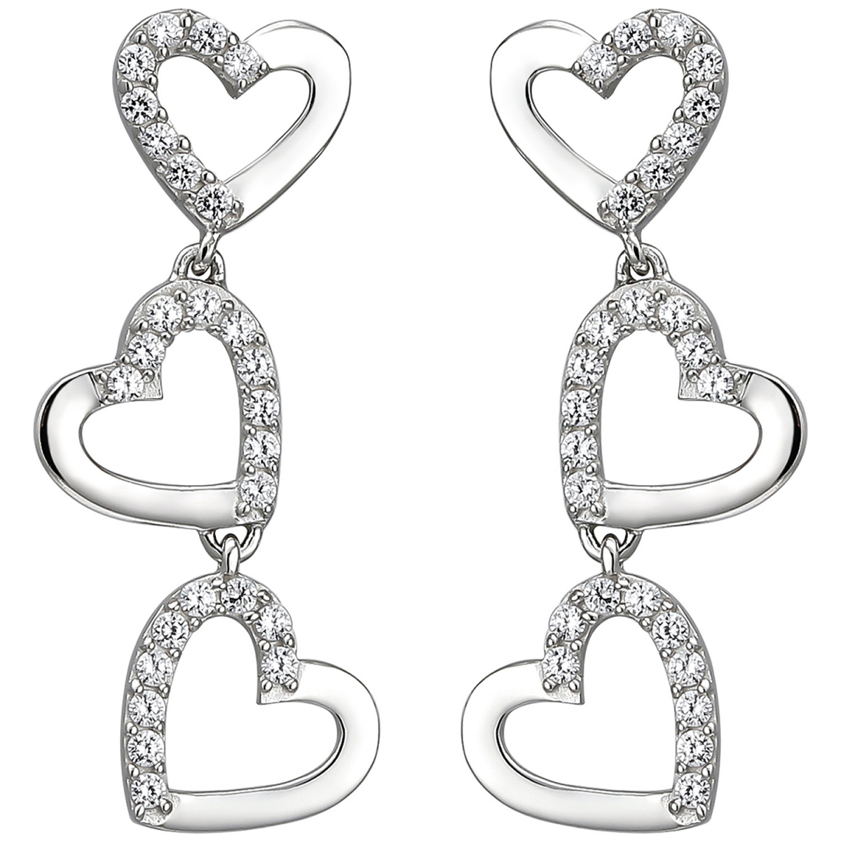 Ohrhänger Herzen 925 Silber 52 Zirkonia Ohrringe