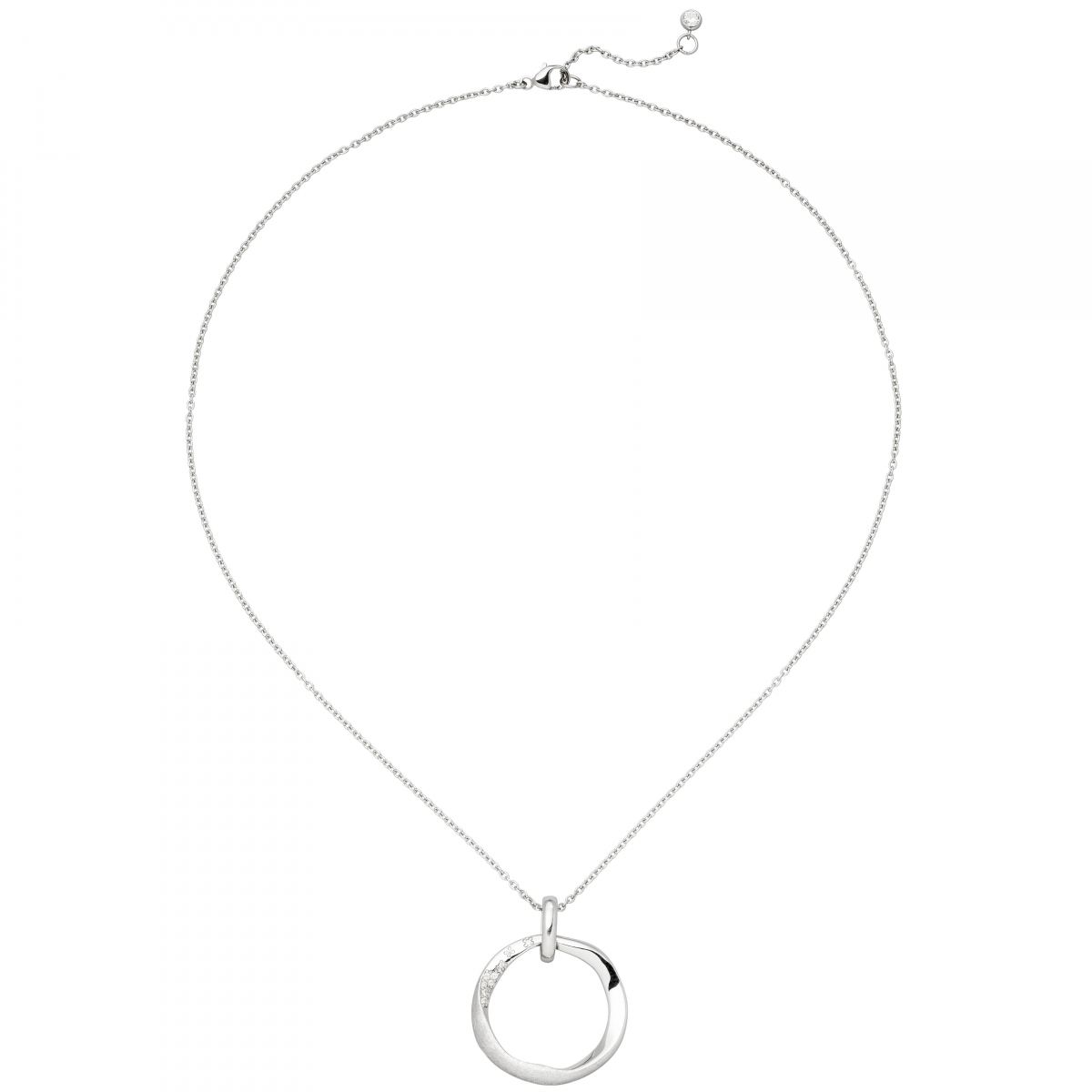 Collier Kette mit Anhänger 925 Sterling Silber eismatt 10 Zirkonia 45 cm