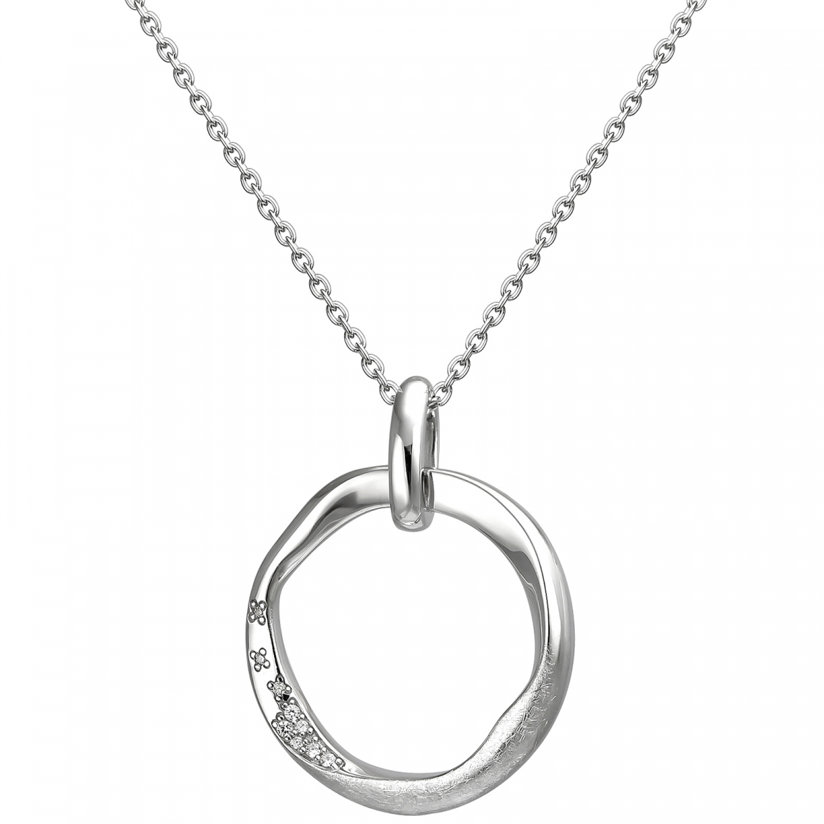 Collier Kette mit Anhänger 925 Sterling Silber eismatt 10 Zirkonia 45 cm