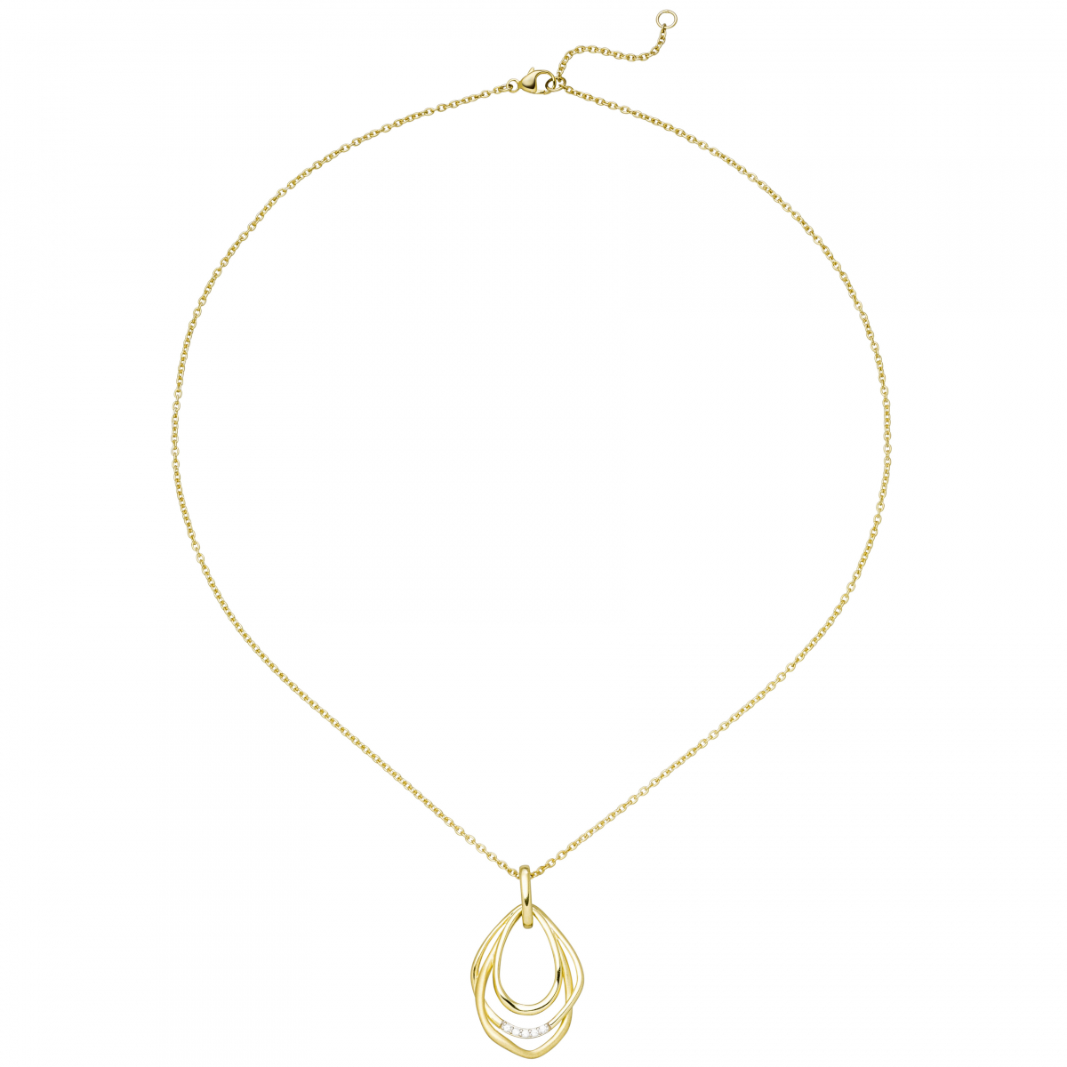 Collier Kette mit Anhänger 925 Sterling Silber gold vergoldet 5 Zirkonia 45 cm