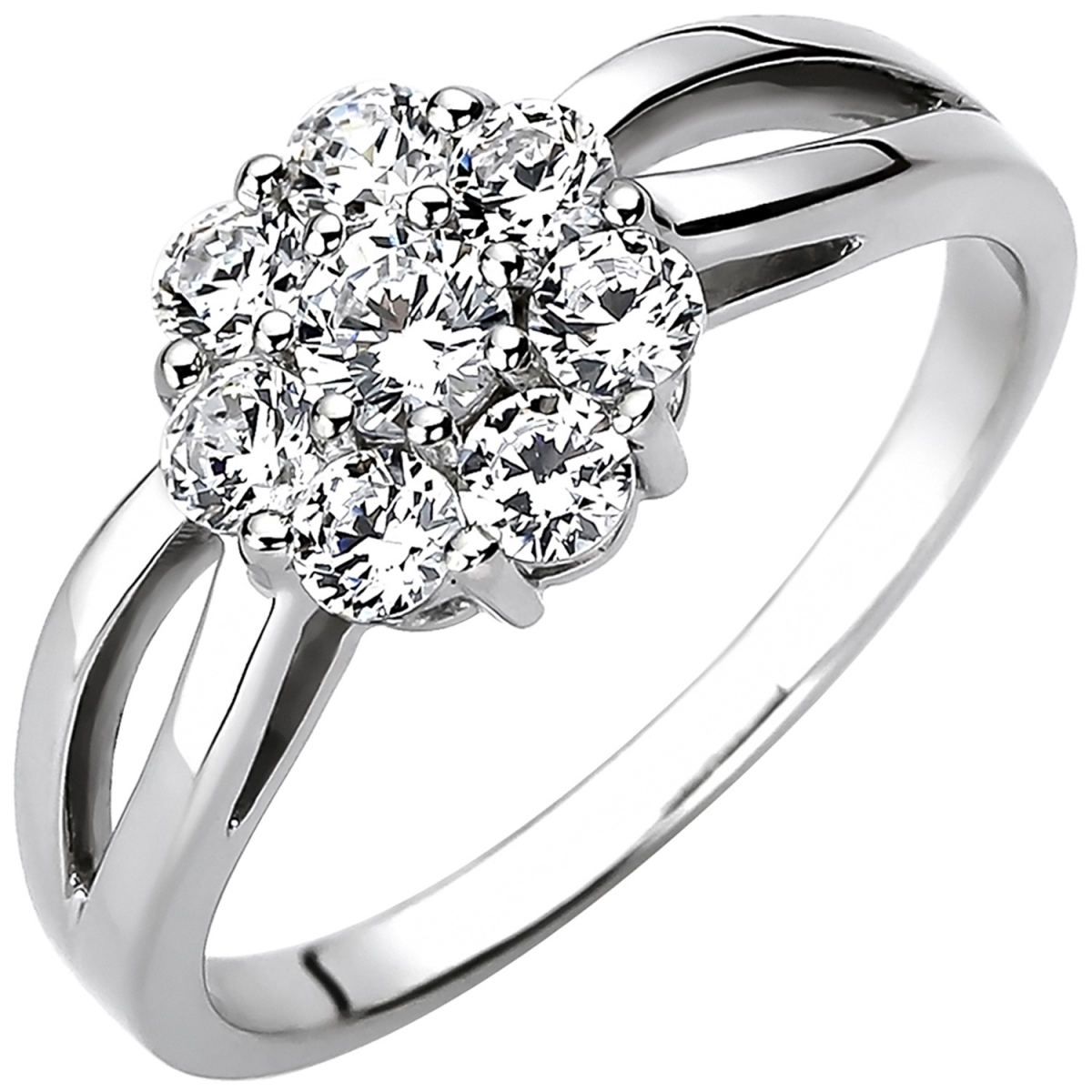 Damen Ring 925 Sterling Silber 8 Zirkonia Silberring - 56mm