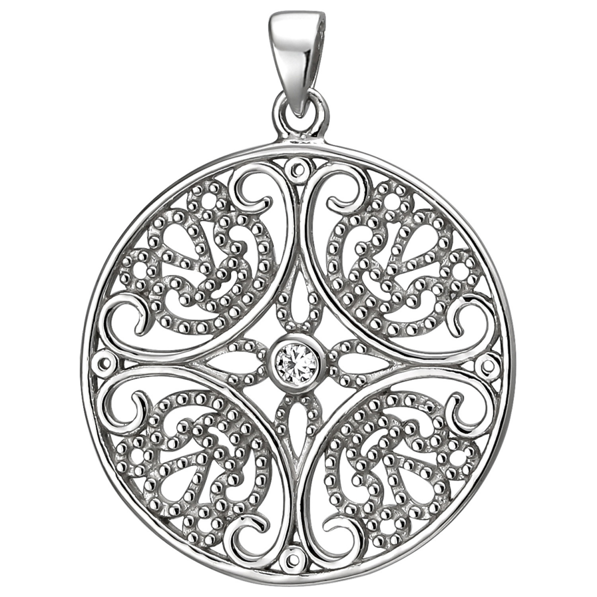Anhänger rund 925 Sterling Silber 1 Zirkonia Silberanhänger