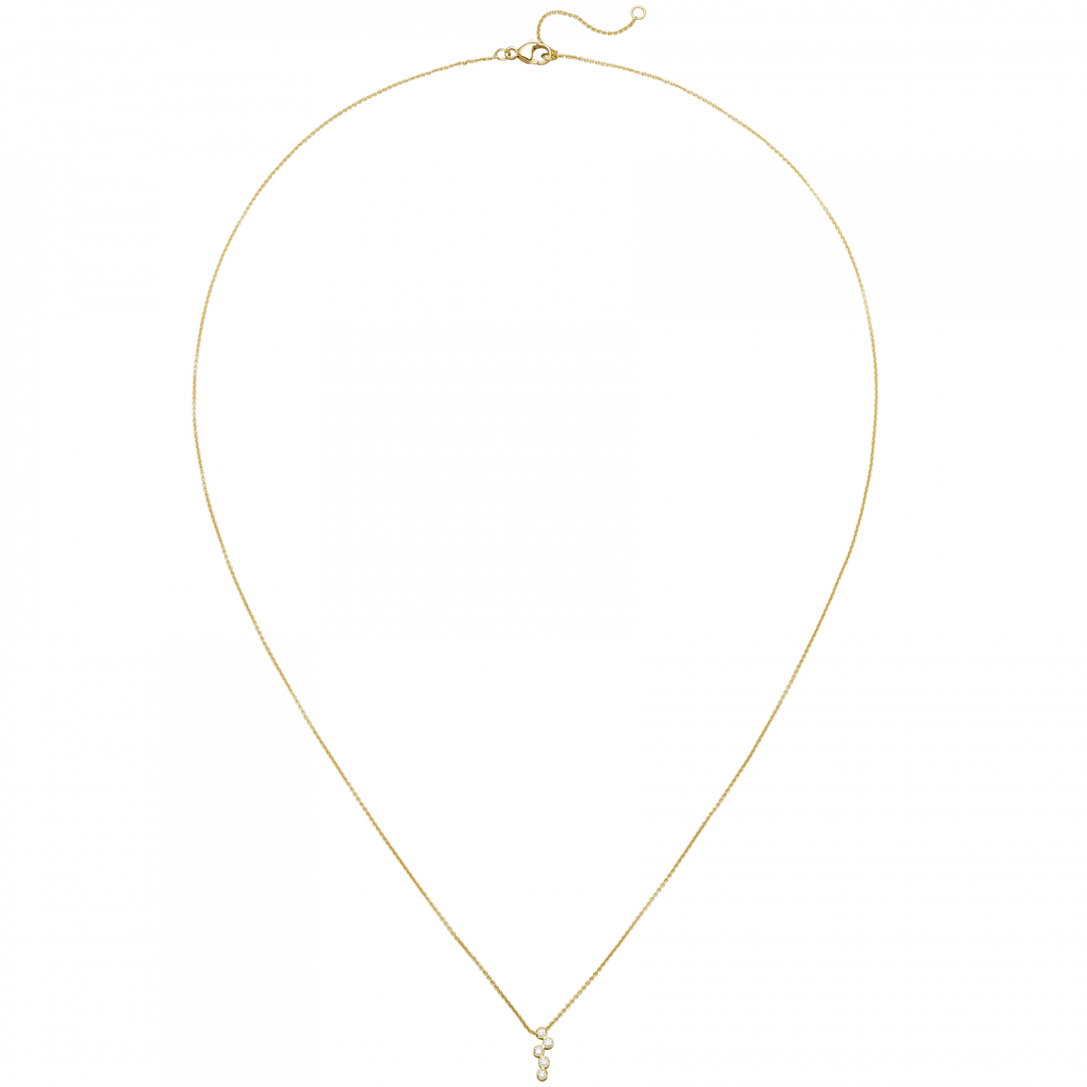 Collier 750 Gold Gelbgold 5 Diamanten Brillanten 45 cm