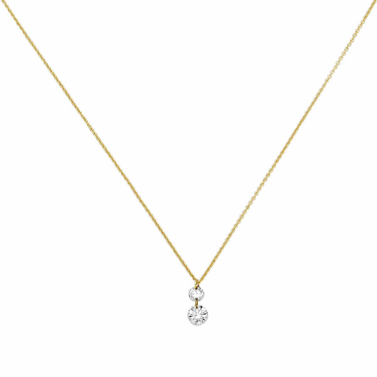 Collier 750 Gold Gelbgold 2 Diamanten Brillanten 45 cm