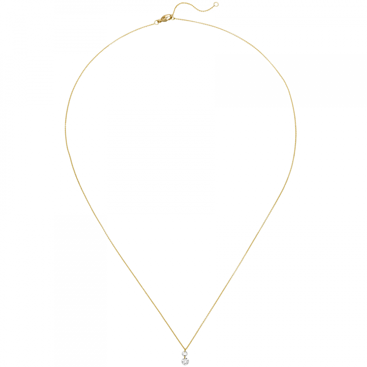 Collier 750 Gold Gelbgold 2 Diamanten Brillanten 45 cm