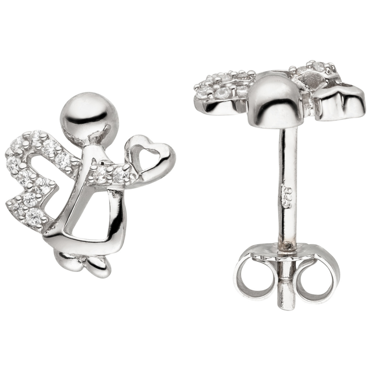 Ohrstecker Engel 925 Sterling Silber 24 Zirkonia Ohrringe
