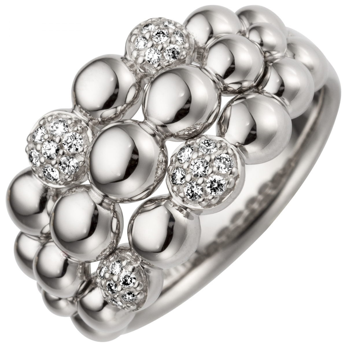 Damen Ring 585 Gold Weißgold 28 Diamanten Brillanten 0,15ct. - 56mm