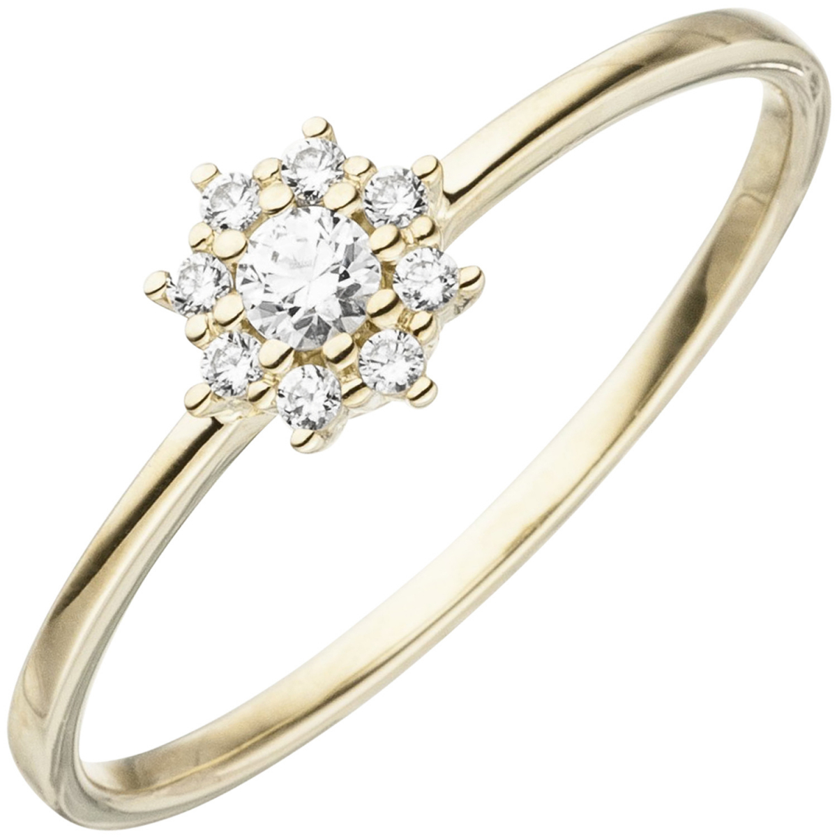 Damen Ring 333 Gold Gelbgold 9 Zirkonia - 58mm